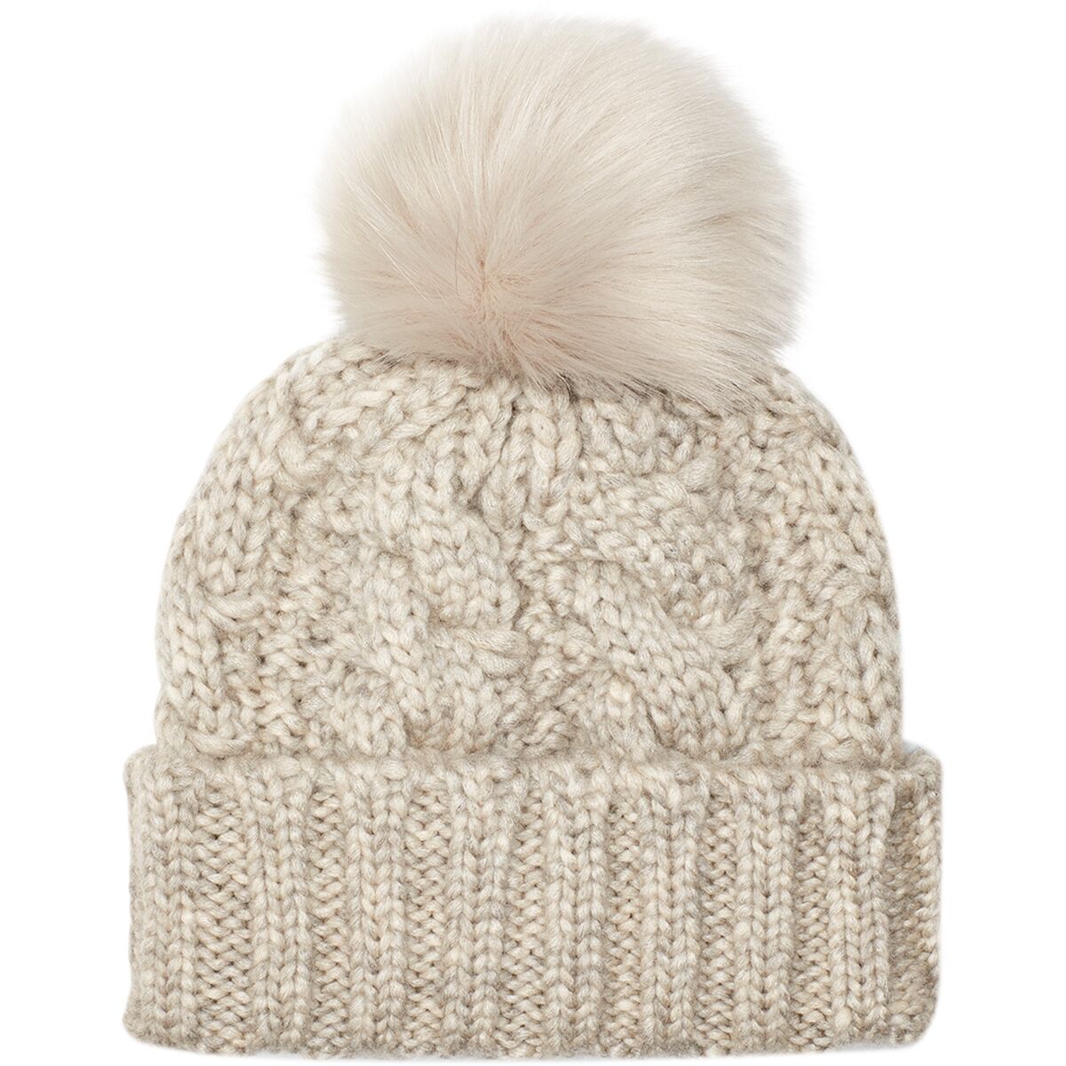UGG Knit Cable Beanie Faux Fur Pom - Accessories