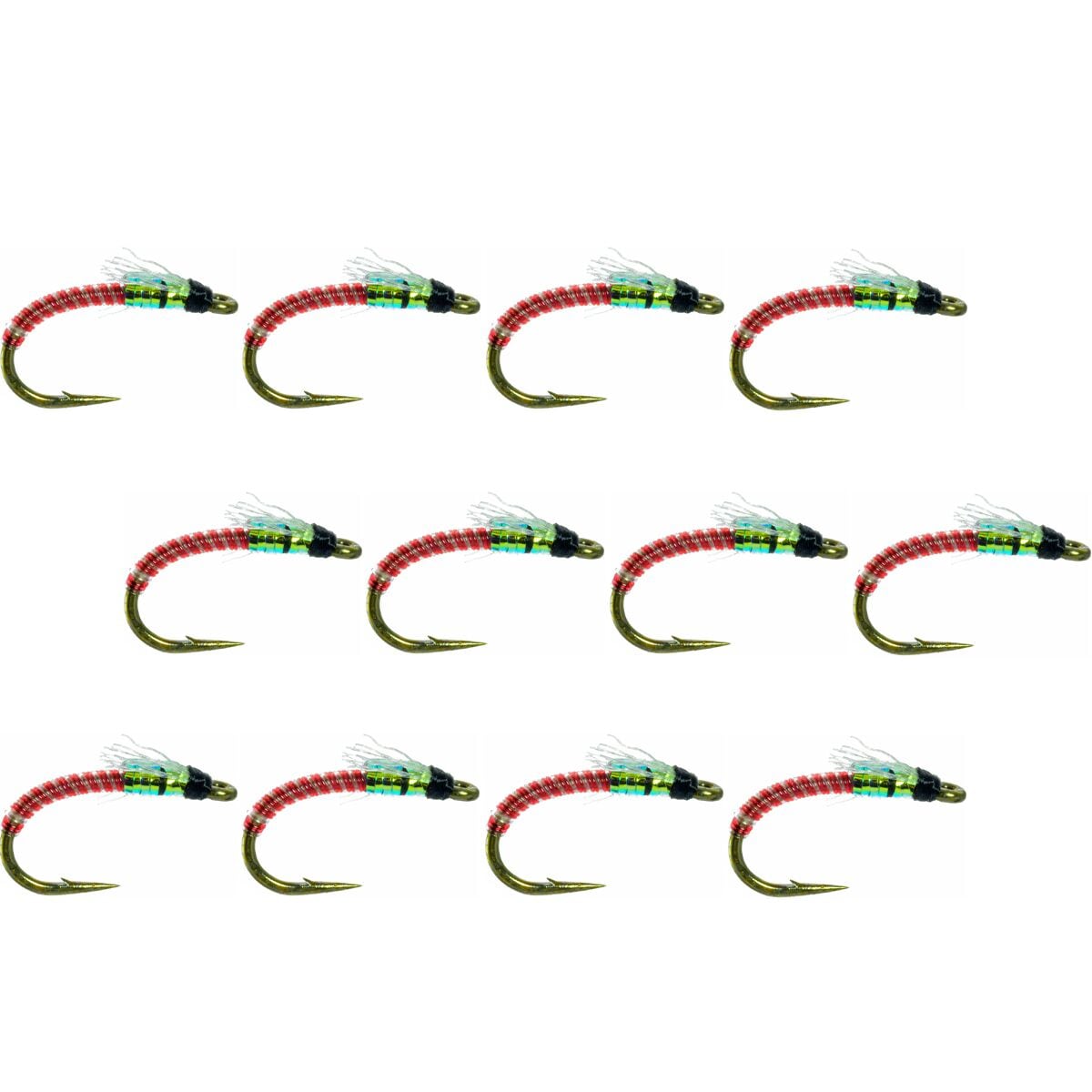 Image of Umpqua Jujubee Midge Flash 12-Pack Red, 20