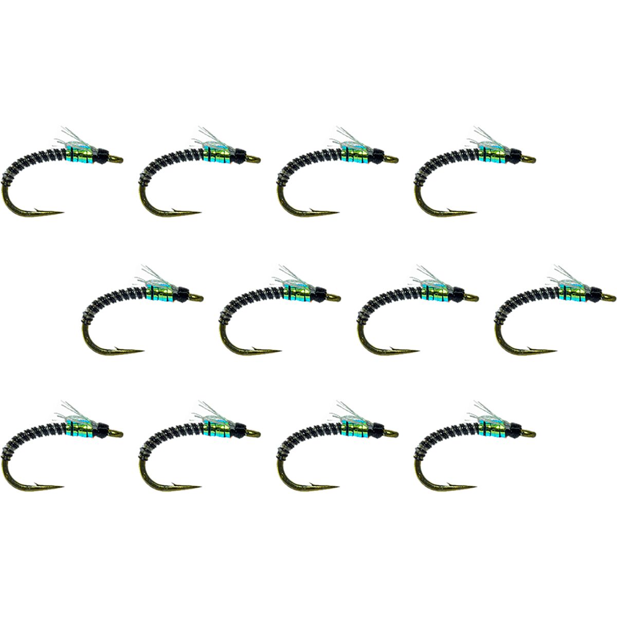 Umpqua Umpqua Jujubee Midge Flash 12-Pack Zebra, 22