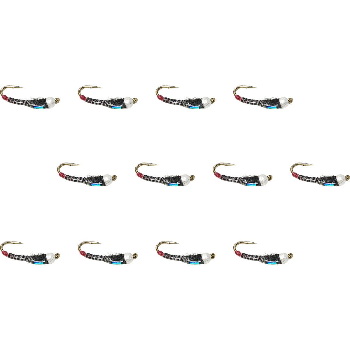 Umpqua Jumbo Juju Chironomid 12-Pack Zebra, 16