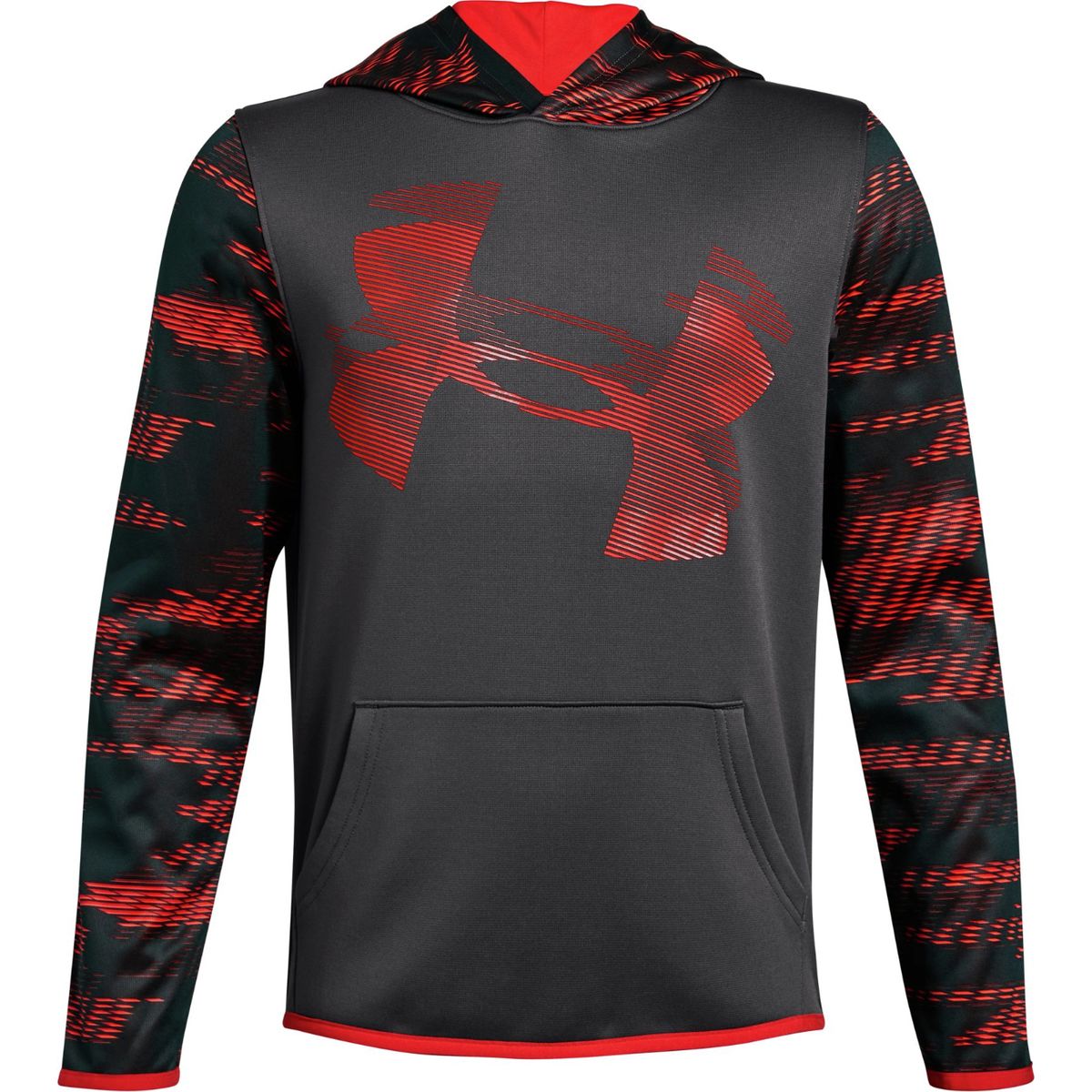 Under Armour AF Highlight Sleeve Hoodie - Boys' Charcoal/Radio Red, L