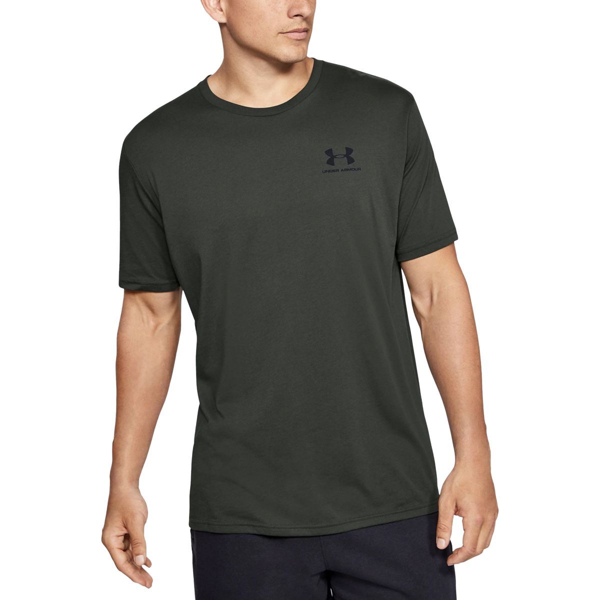 Under Armour Sportstyle Left Chest Short-Sleeve Shirt - Men's Baroque Green/Black, XL