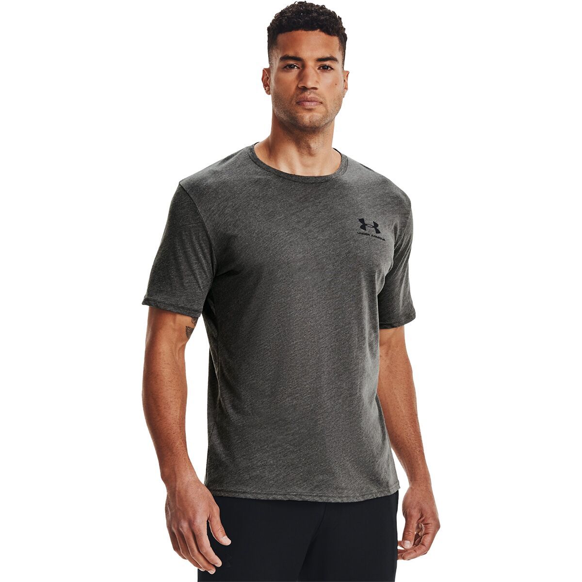 Under Armour Sportstyle Left Chest Short-Sleeve Shirt - Men's Charcoal Medium Heather/Black, S