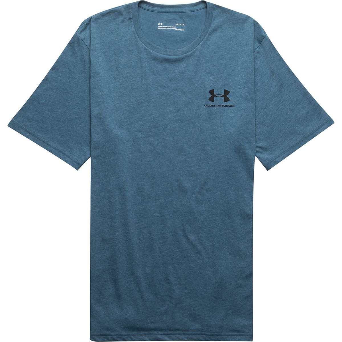Under Armour Sportstyle Left Chest Short-Sleeve Shirt - Men's Petrol Blue Medium Heather/Black, 3XL