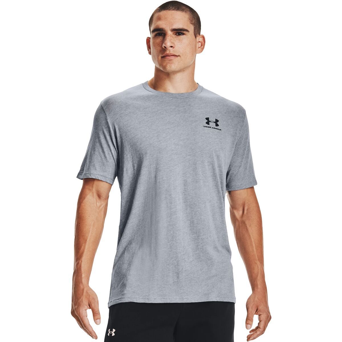 Under Armour Sportstyle Left Chest Short-Sleeve Shirt - Men's Steel Light Heather/Black, XS
