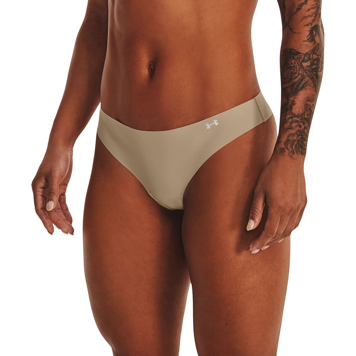 Under Armour Pure Stretch Thong Underwear - 3-Pack - Women's Beige/Beige/White, XL