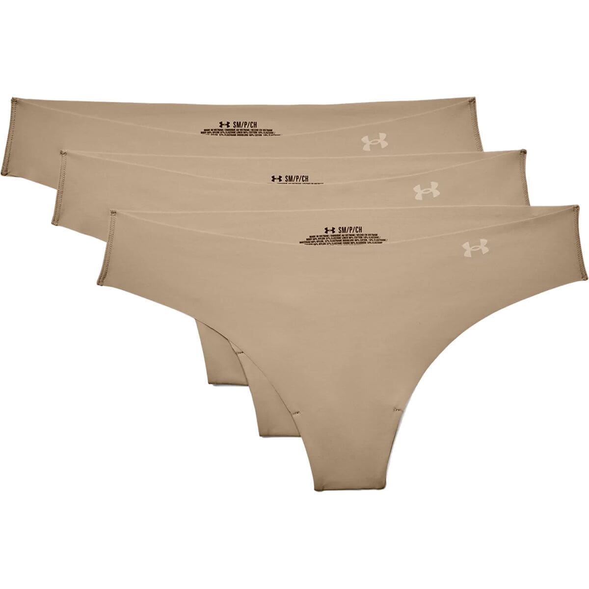 Under Armour Women's Pure Stretch Thong 3-Pack, Black, Natural