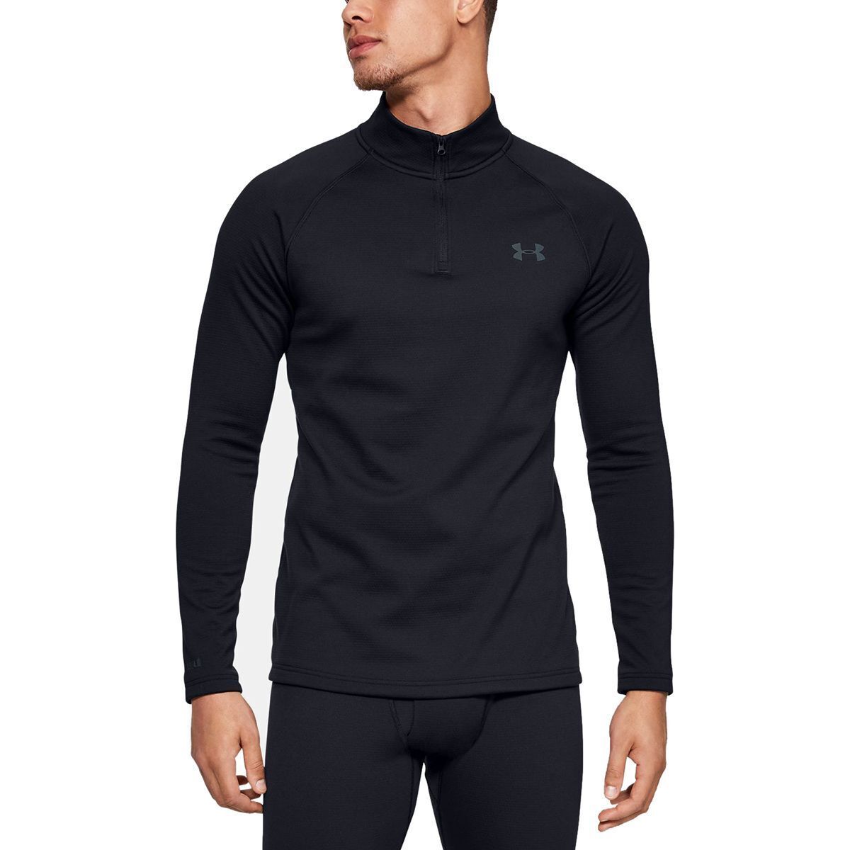 Image of Under Armour Packaged Base 4.0 1/4-Zip Top - Men's Black/Pitch Gray, M