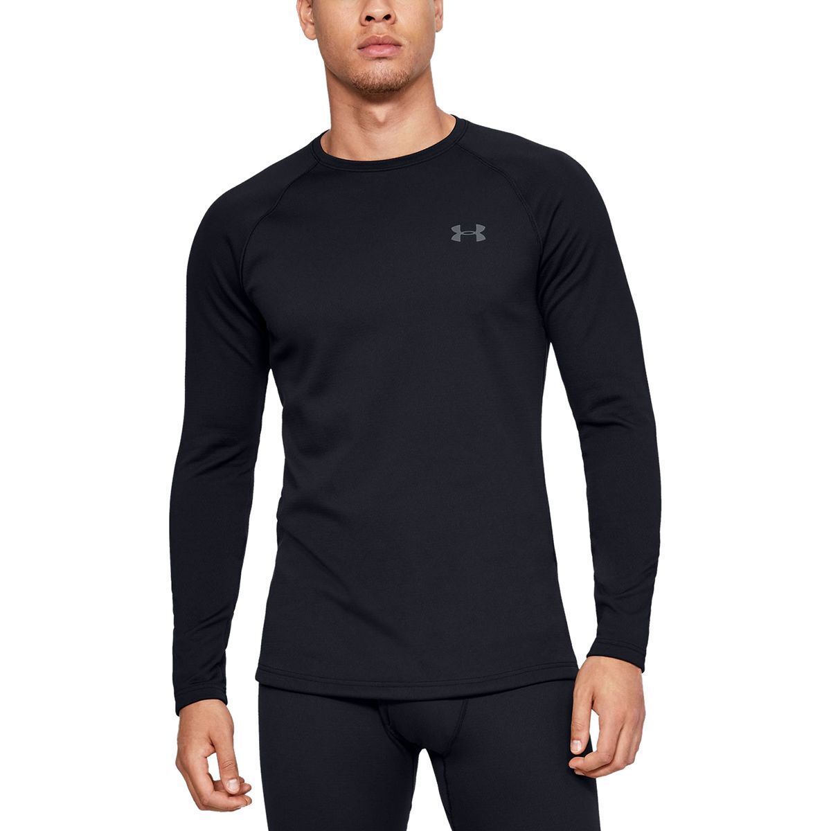 Image of Under Armour Packaged Base 3.0 Crew Top - Men's Black/Pitch Gray, S