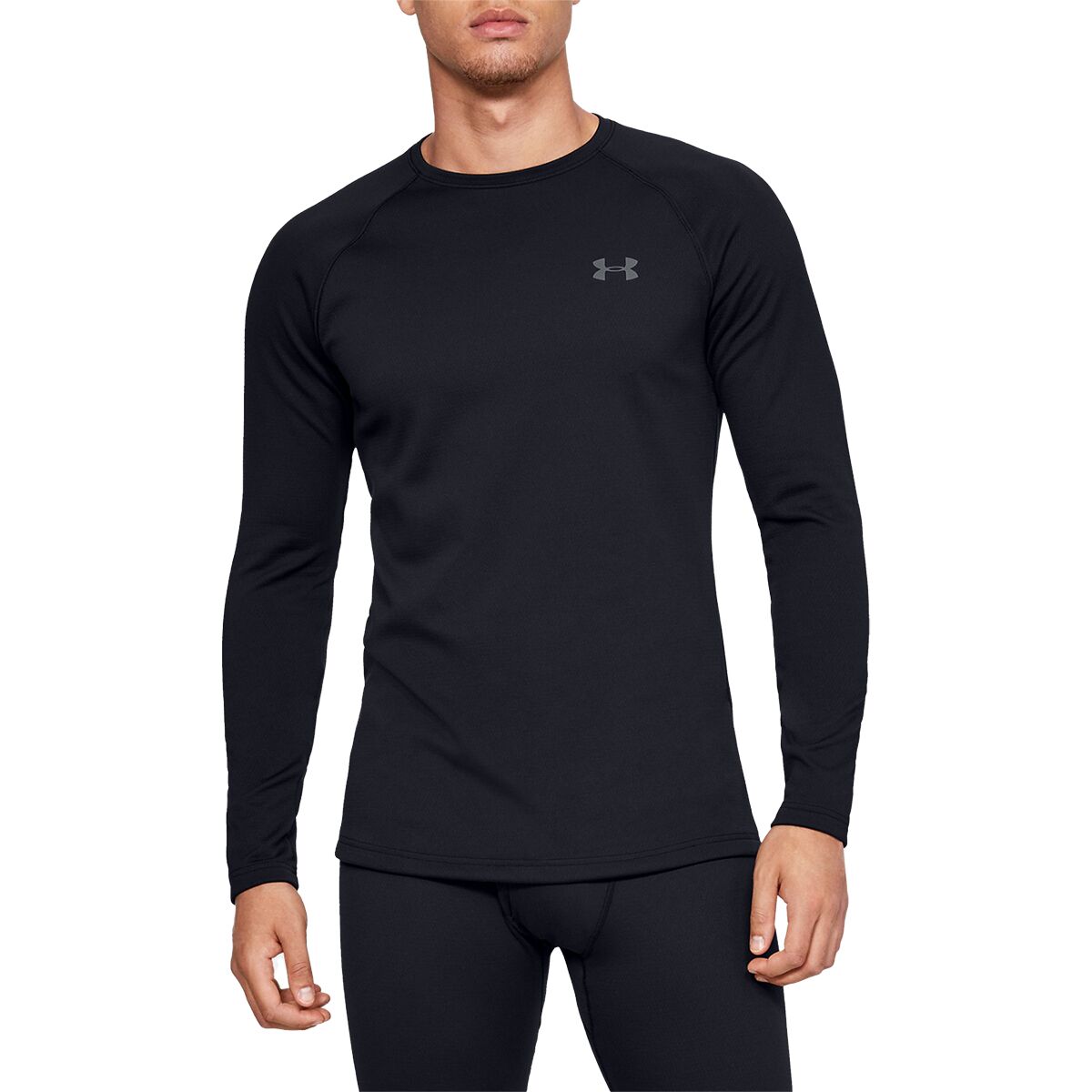Image of Under Armour Packaged Base 3.0 Hooded Top - Men's Black/Pitch Gray, XL