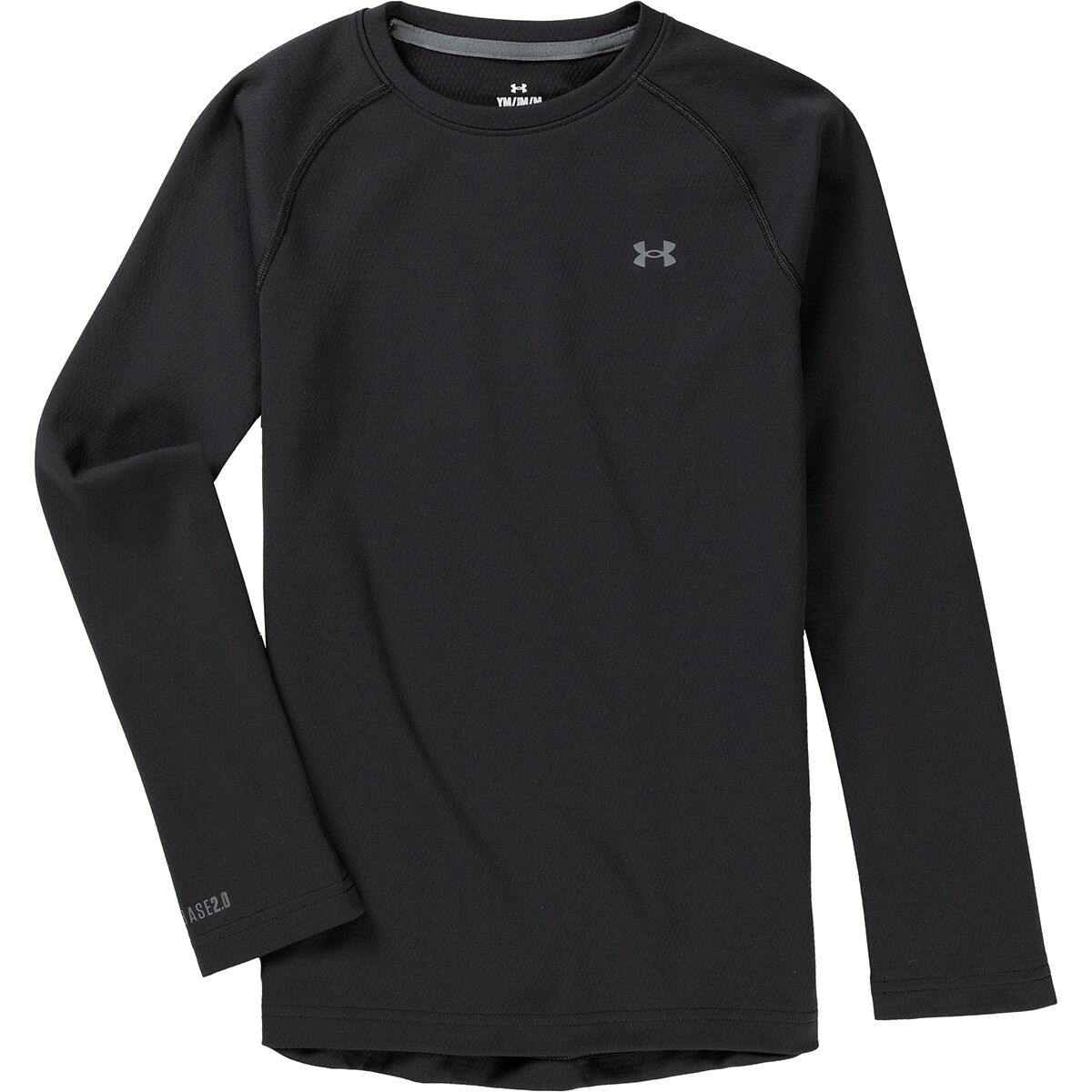 Image of Under Armour Packaged Base 2.0 Crew Shirt - Boys' Black/Pitch Gray, M
