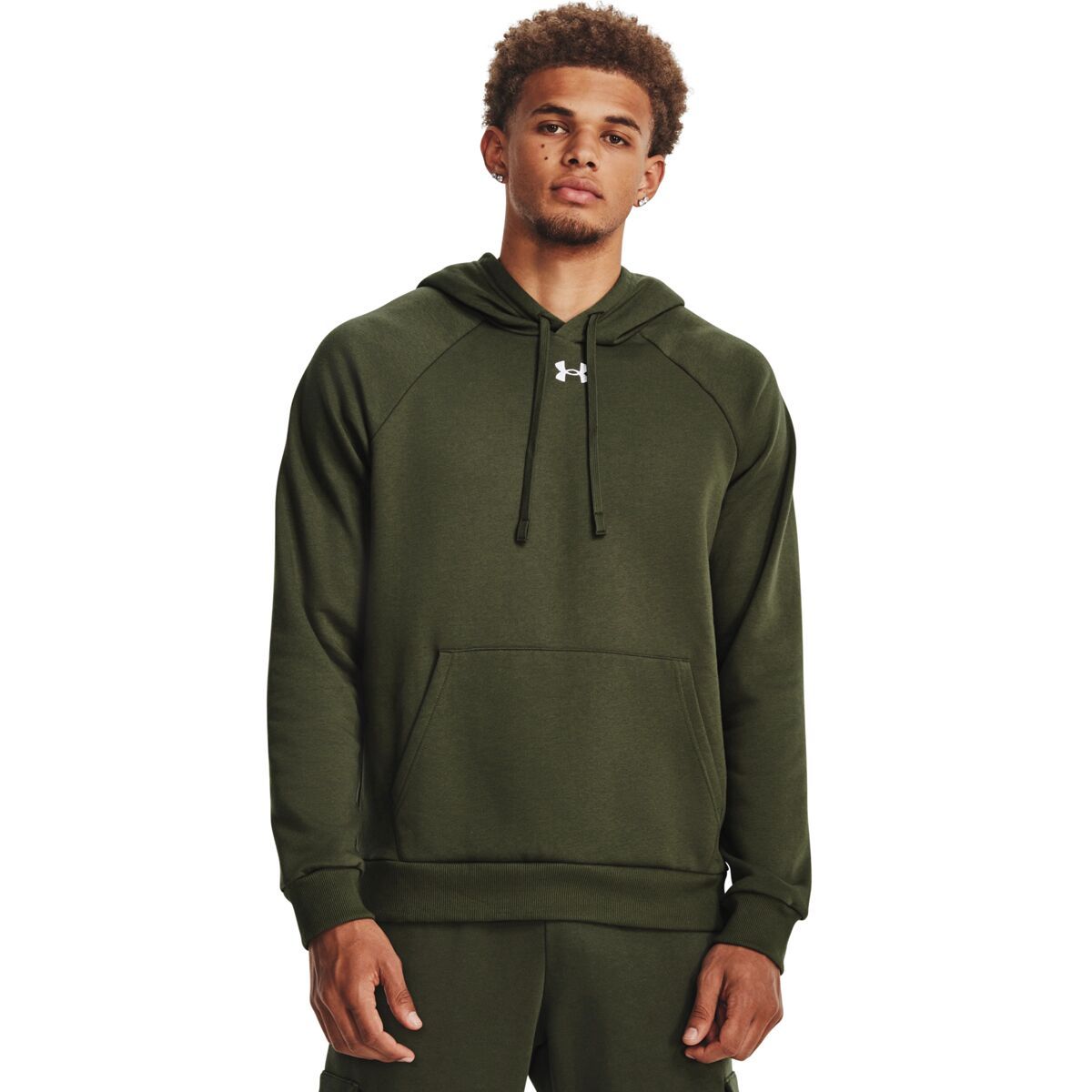 Image of Under Armour Rival Fleece Hoodie - Men's Marine OD Green/White, L