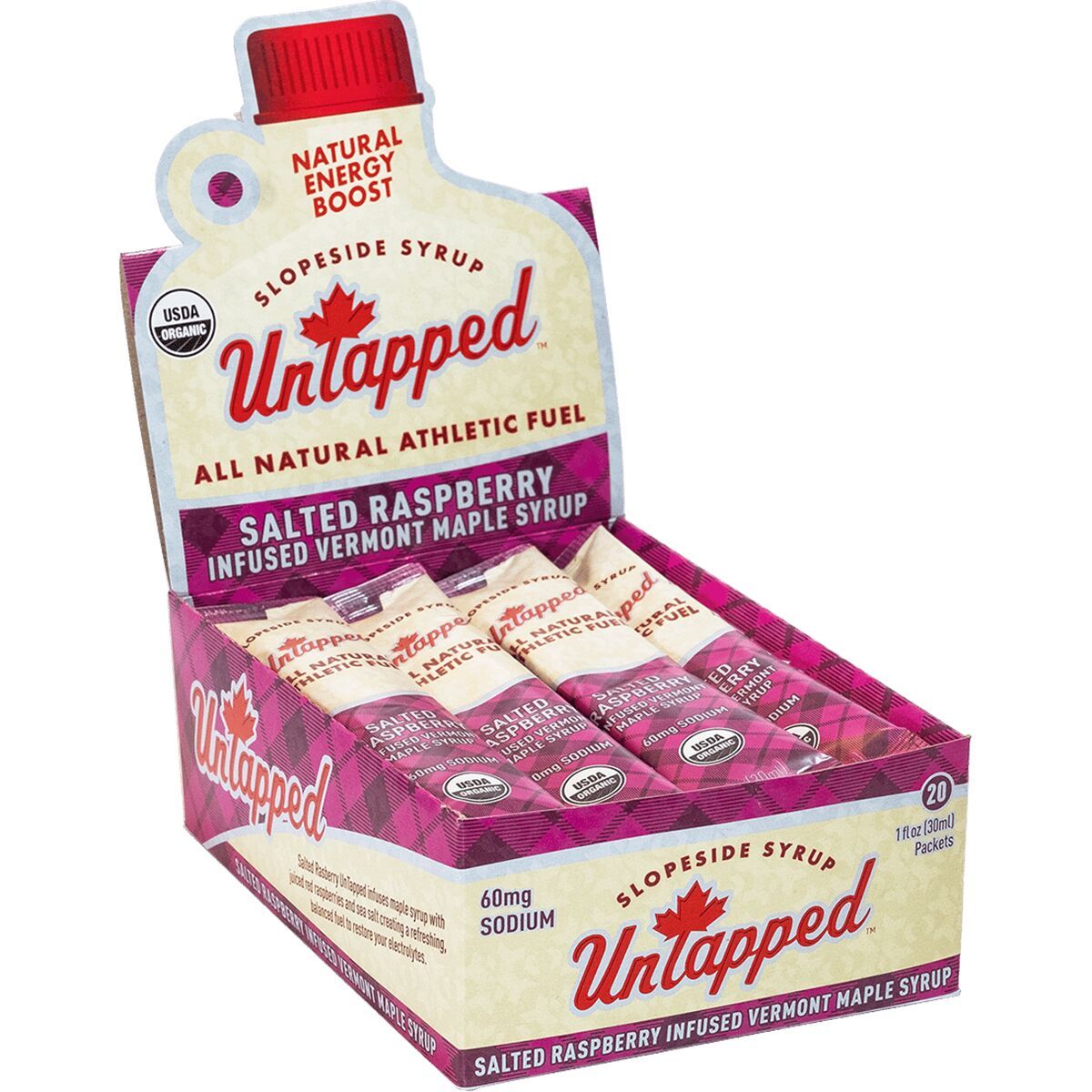 Image of UnTapped Maple Syrup Athletic Fuel Raspberry, Box of 20