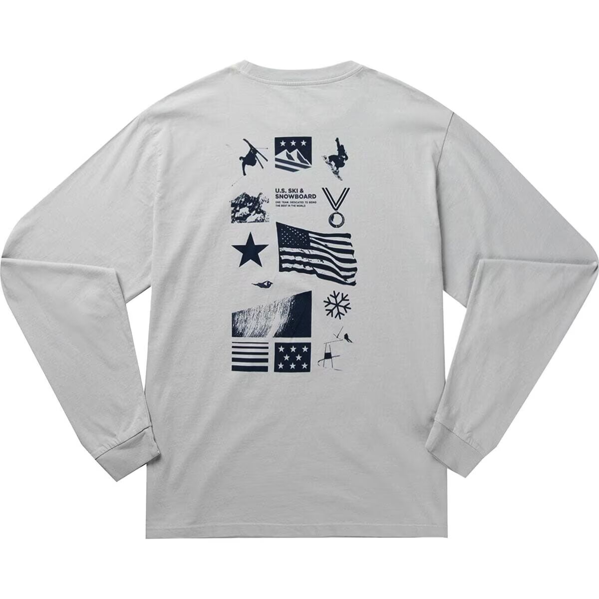 US Ski and Snowboard US Ski and Snowboard Stars and Stripes Long-Sleeve Crew Light Blue, M