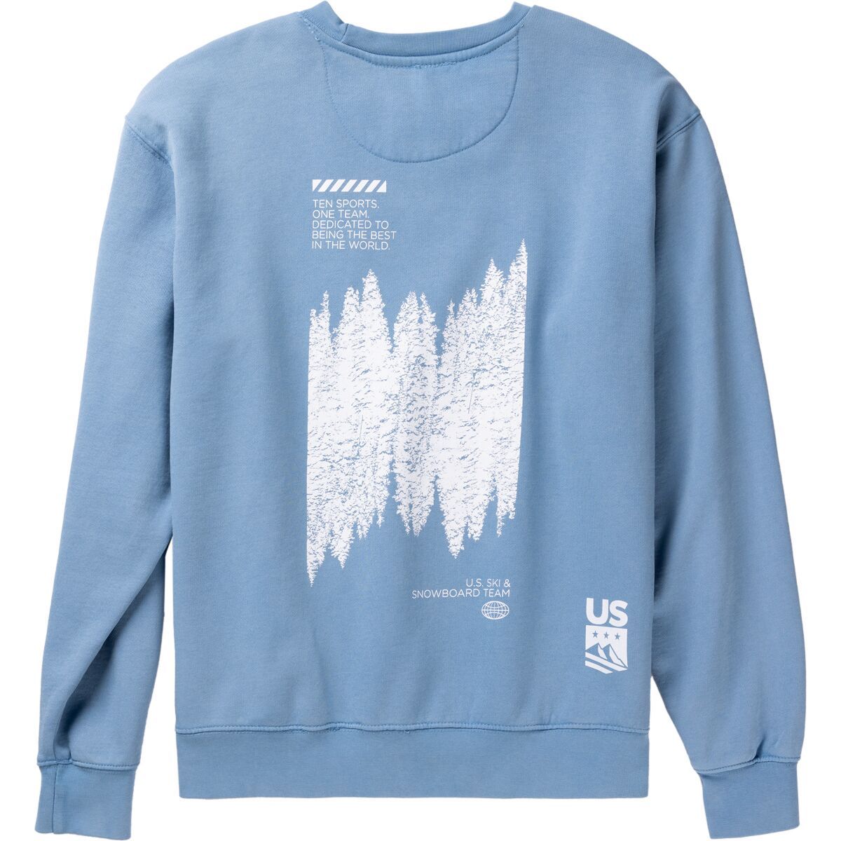 US Ski and Snowboard Trees Graphic Crewneck Sweatshirt - Men's Bay Blue Sand Wash, L