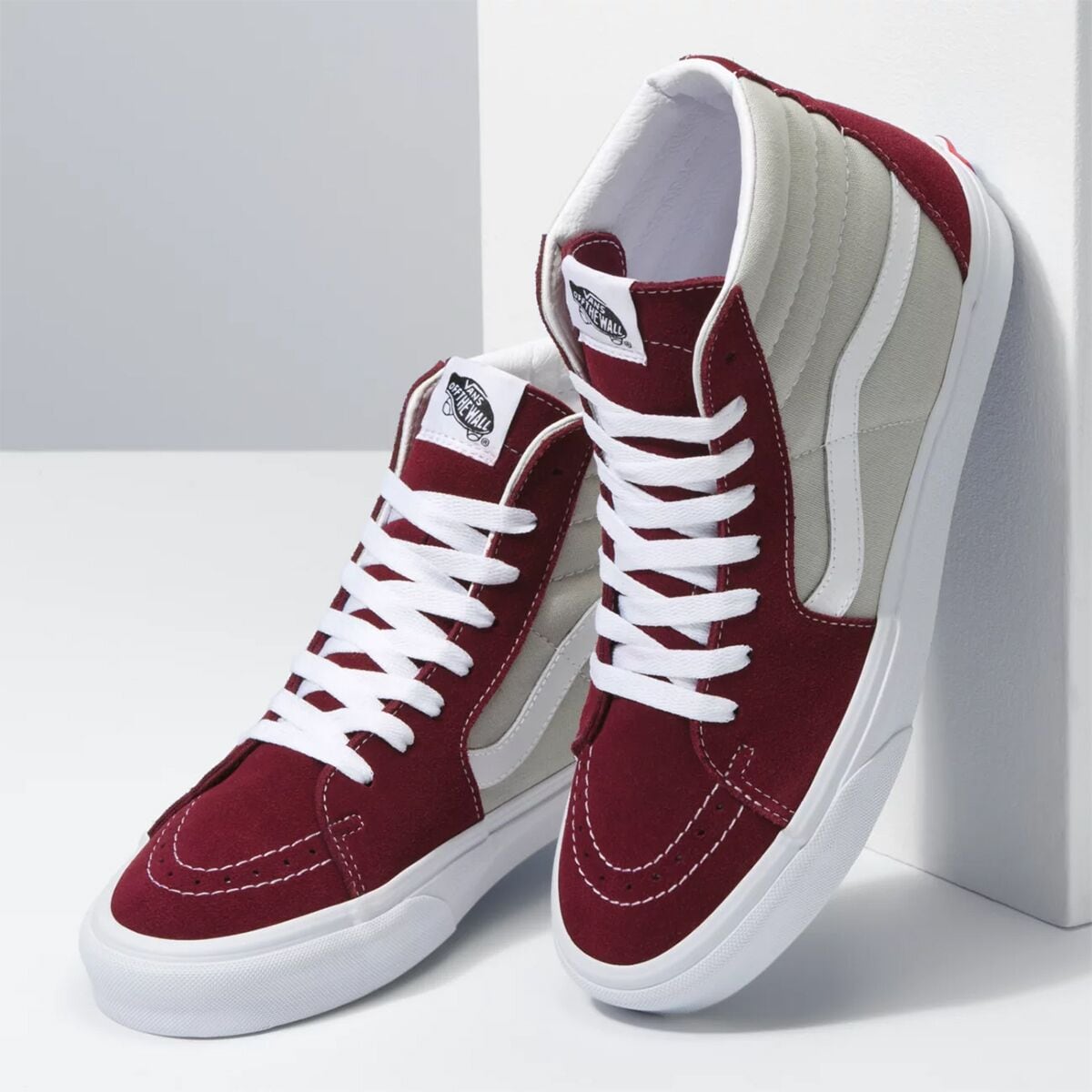 Vans Off the Wall Old Skool SK8 Hi Top Sneaker Shoe Maroon Mens 6 Womens 7.5