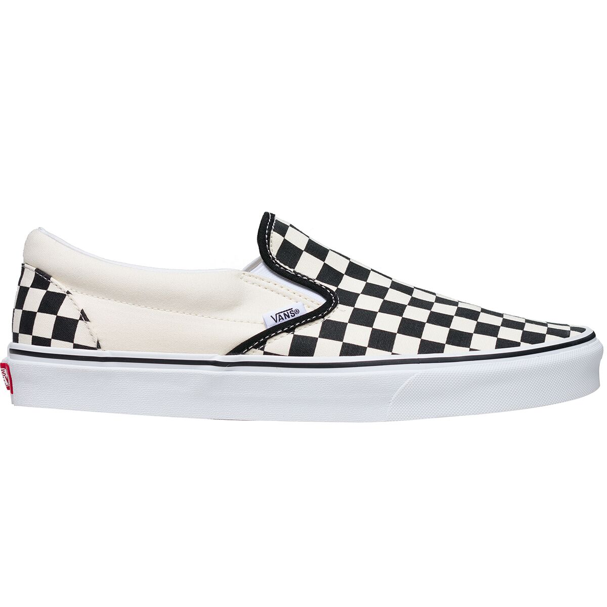Image of Vans Classic Slip-On Shoe Black And White Checker/White, Mens 5.0/Womens 6.5