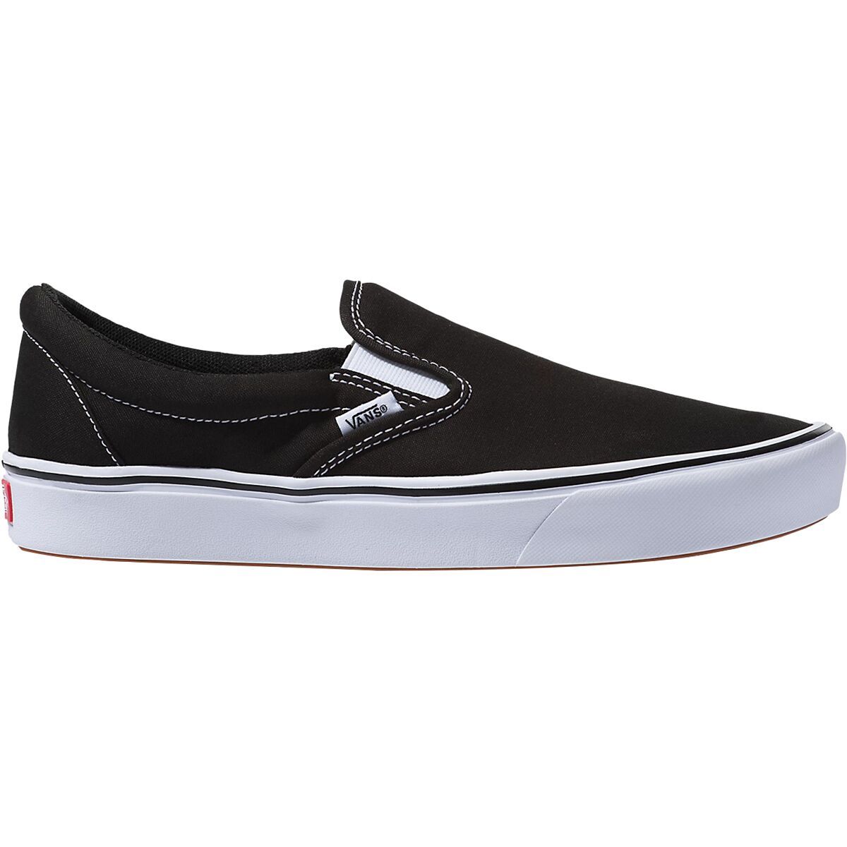 Vans Comfycush Slip-On Shoe (Classic) Black/True White, Mens 8.0/Womens 9.5