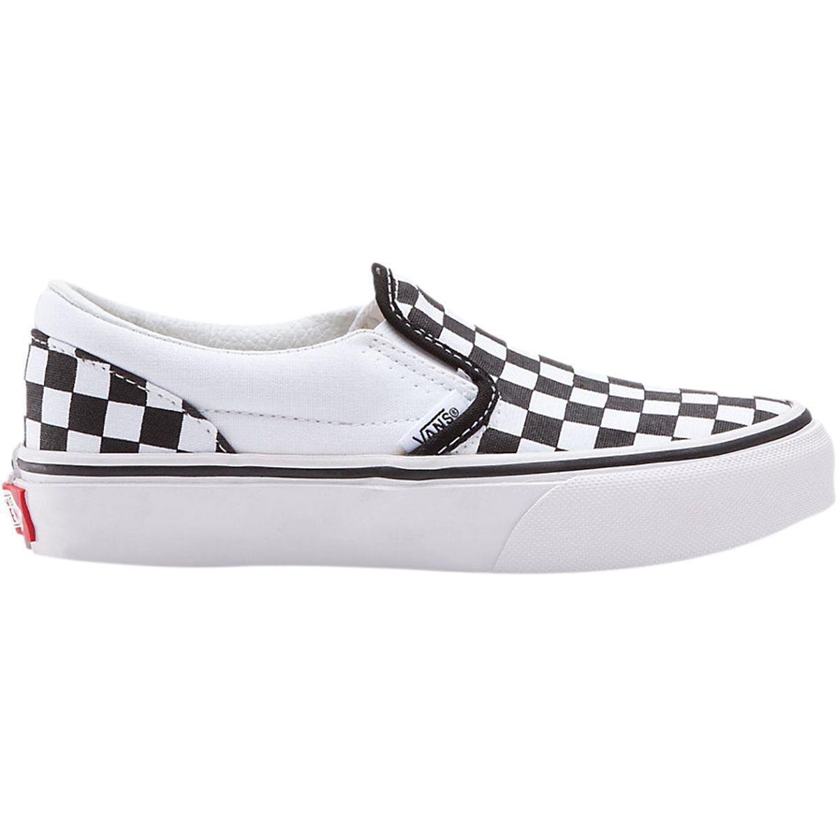 Vans Classic Slip-On Skate Shoe - Kids' (checkerboard) Black/True White, 13.5