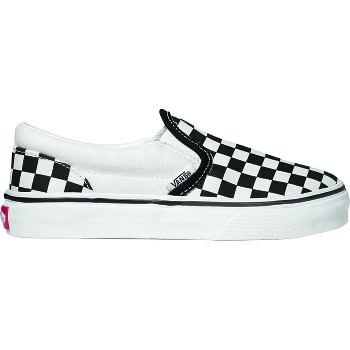 Vans Classic Slip-On Skate Shoe - Girls' (Checkerboard) Black/ True White, 10.5
