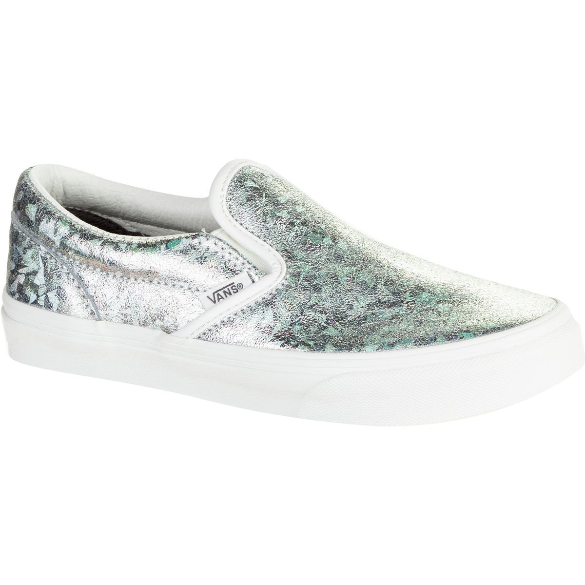 Vans Classic Slip-On Skate Shoe - Girls' (hologram) Silver/Blanc De Blanc, 3.5