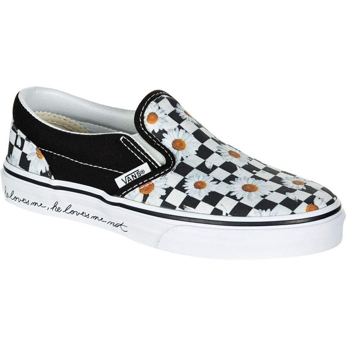 Vans Classic Slip-On Skate Shoe - Girls' (Love Me, Love Me Not) True White, 2.0