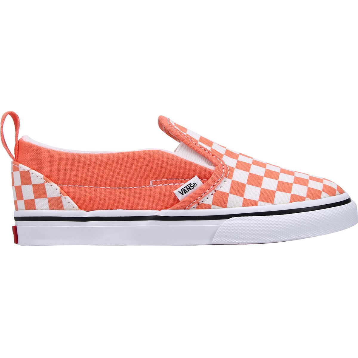 Vans Slip-On V Checkerboard Shoe - Toddlers' (Checkerboard) Melon/True White, 5.0