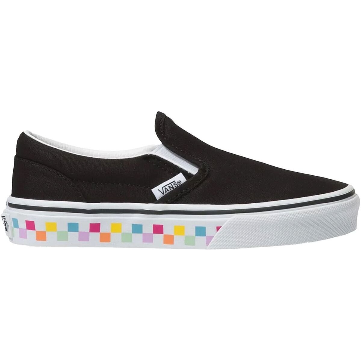 Vans Classic Slip-On Skate Shoe - Kids' (Checkerboard) Rainbow/Black, 11.0