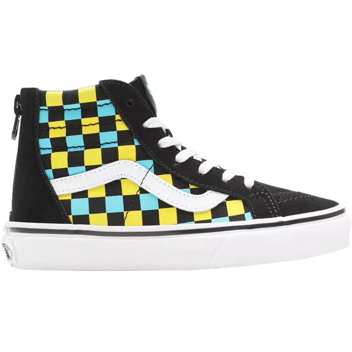 Vans Glow Sk8-Hi Zip Skate Shoe - Kids' (Neon Glow Check) Black/Multi, 11.0