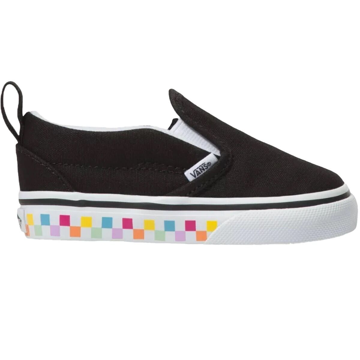 Vans Checkerboard Slip-On V Shoe - Toddlers' (Checkerboard) Rainbow/Black, 2.0