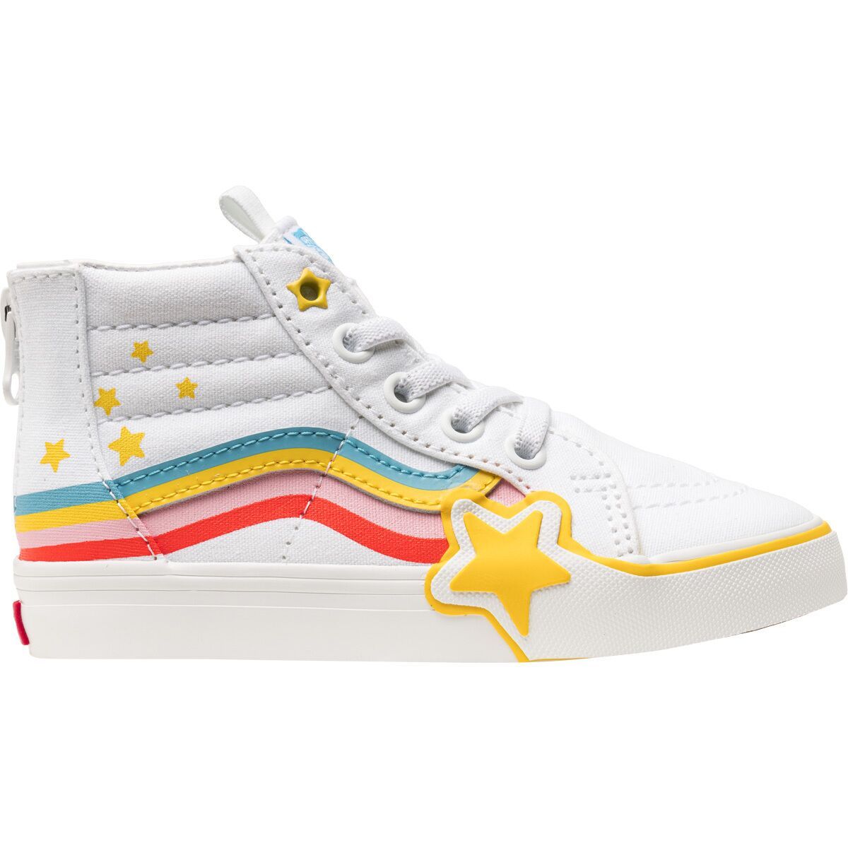 Vans SK8-Hi Zip Rainbow Star Shoe - Toddlers' Cobra Kai True White/Multi, 6.0