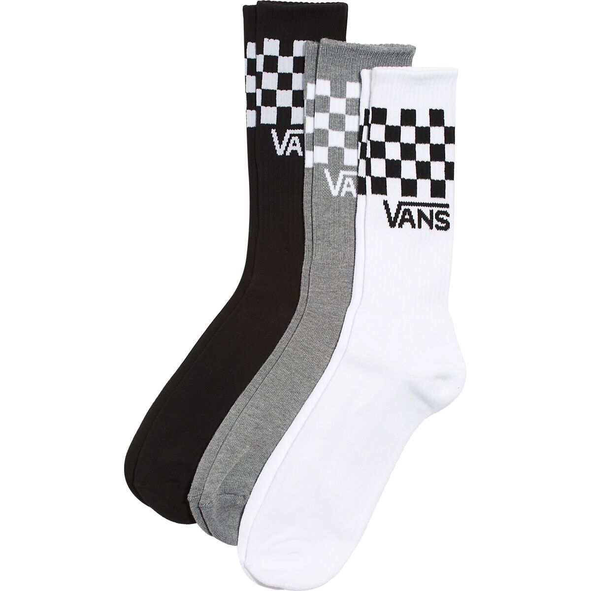 Vans Classic Check Crew Sock - Men's Black/White, 6.5-9.0