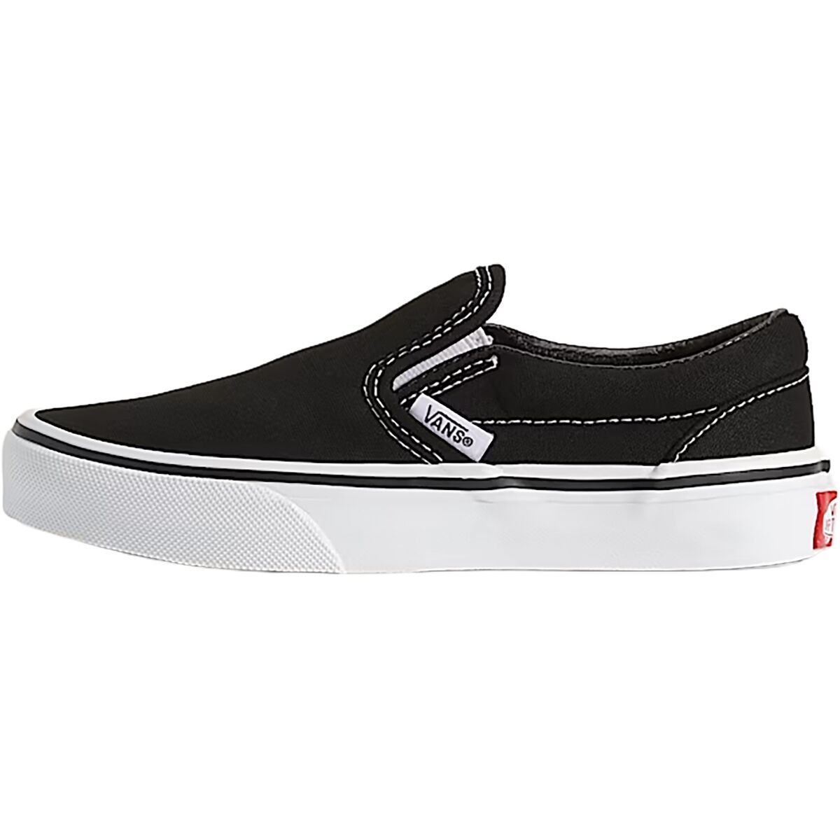 Image of Vans Classic Slip-On Skate Shoe - Little Kids' Black/True White, 11.0
