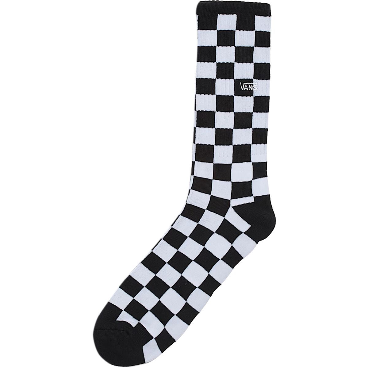 Image of Vans Checkerboard Crew Sock - Men's Black/White, L