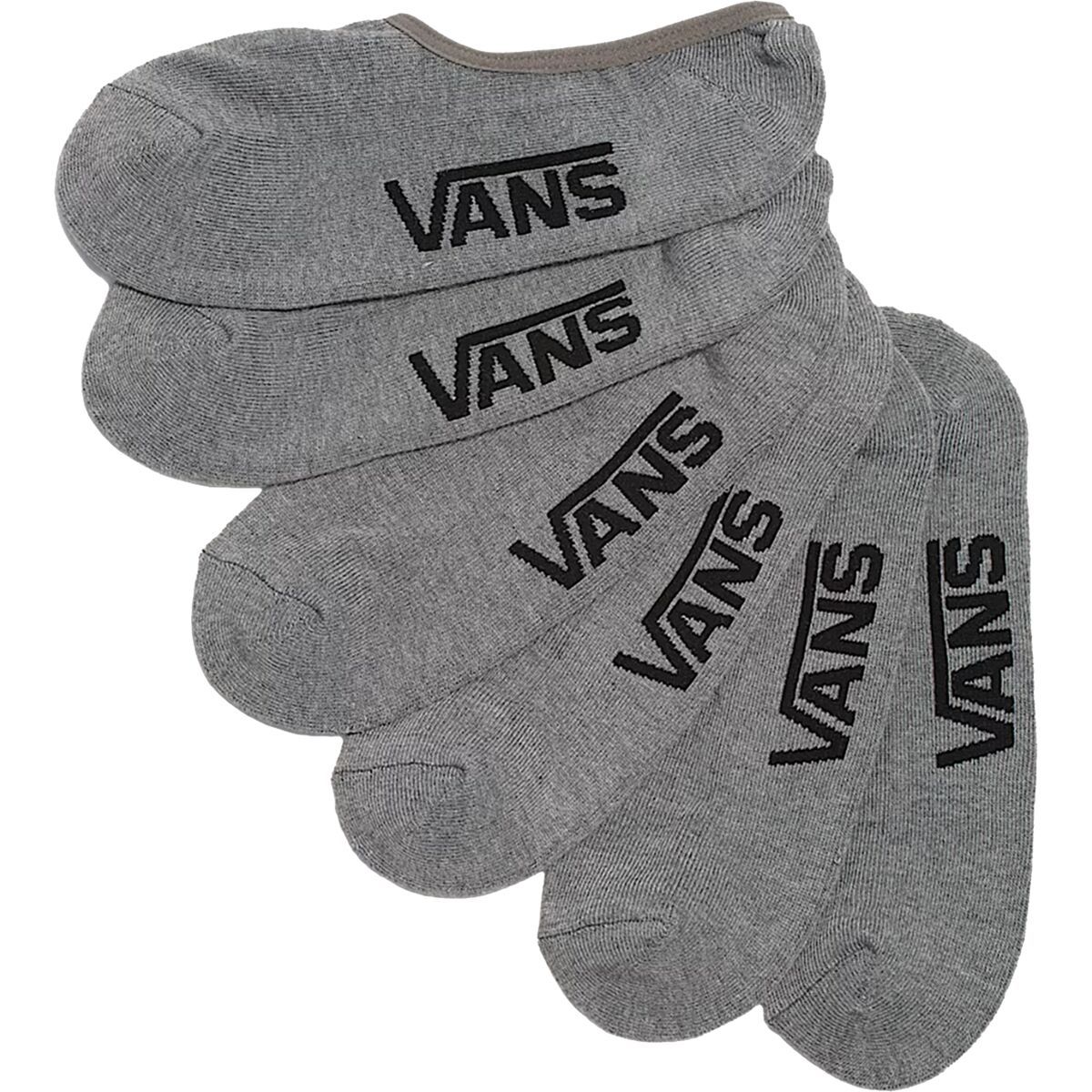 Image of Vans Classic No Show Sock - 3-Pack - Men's Heather Grey, L