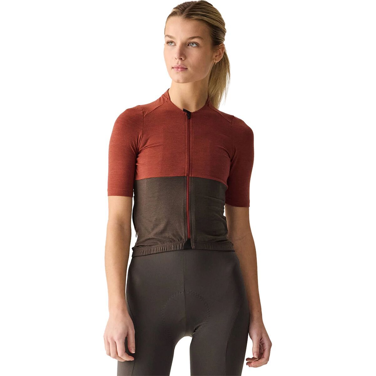 Image of Velocio Merino LUXE Colorblock Jersey - Women's Paprika/Olive, L