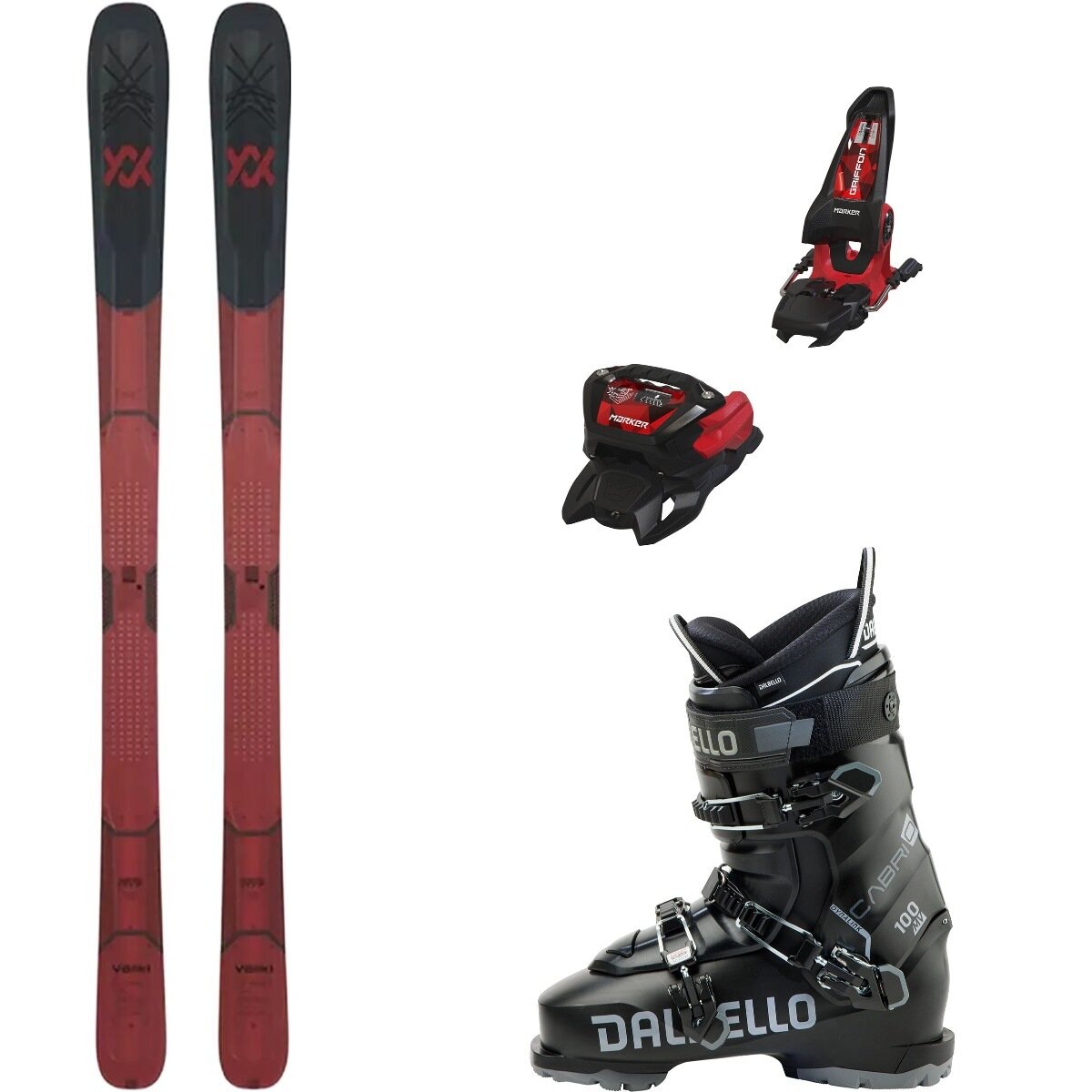 Image of Volkl M7 Mantra w/ Cabrio MV 100 IF + Griffon 13 ID Ski Pkg One/Blk/Red/Blk/Blk, 170cm/90mm/27.5