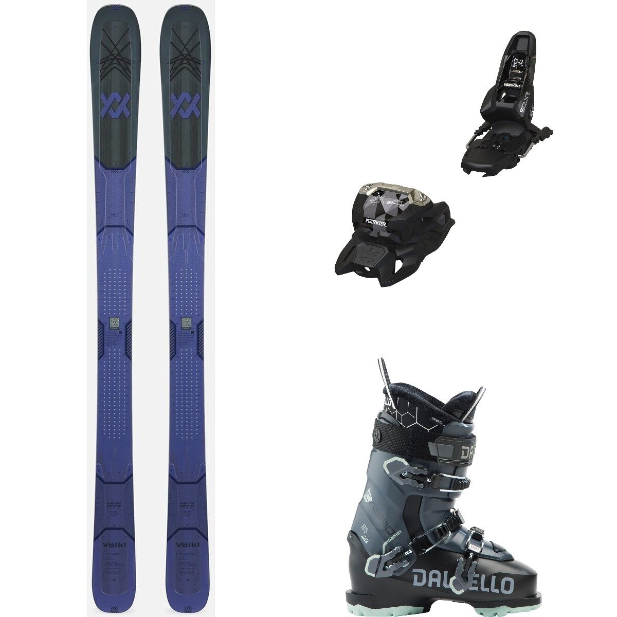 Image of Volkl M7 Mantra w/ Cabrio MV 85 W IF + Squire 11 Ski Pkg - Women's One/Blk2/Blk/Ant, 149cm/100mm/24.5