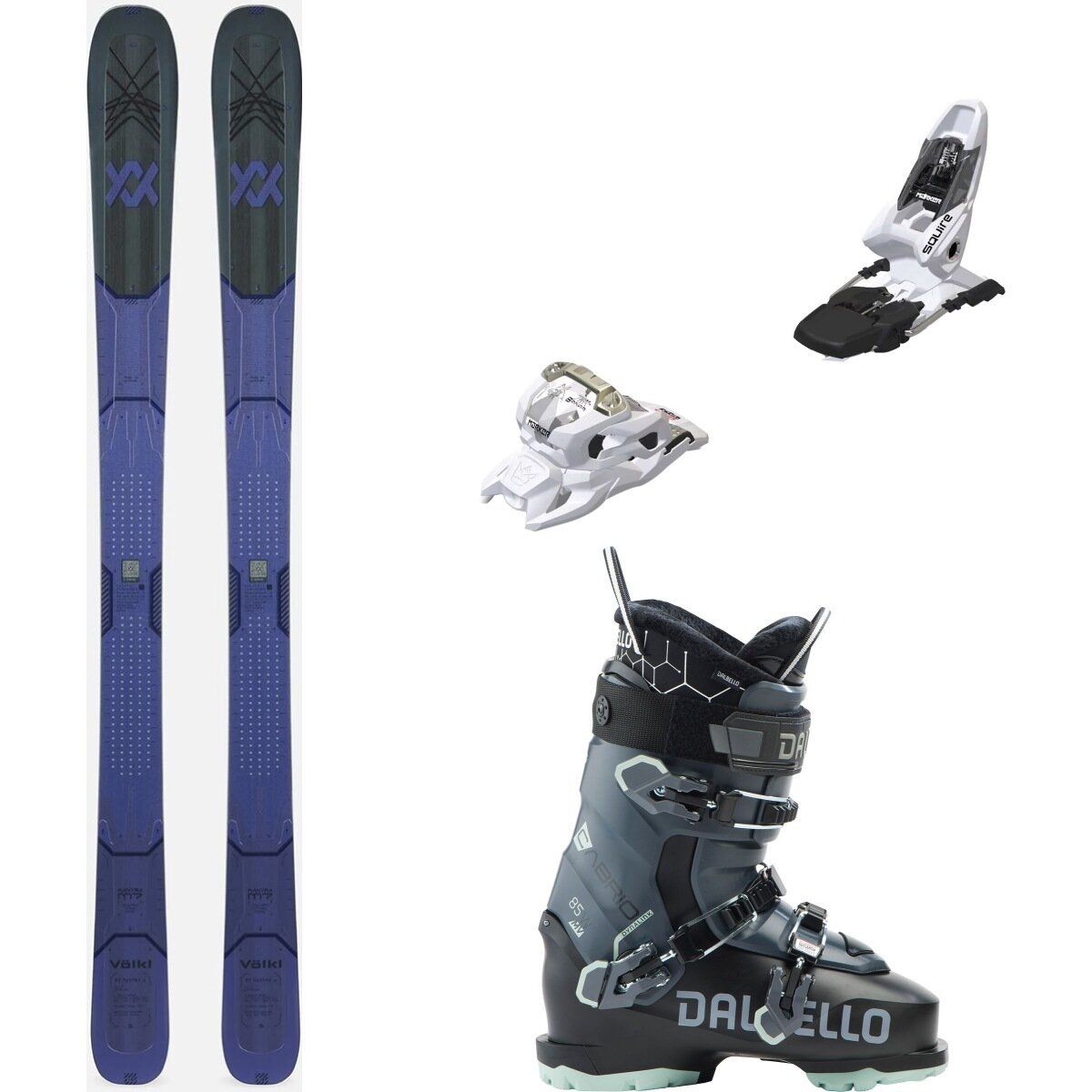 Image of Volkl M7 Mantra w/ Cabrio MV 85 W IF + Squire 11 Ski Pkg - Women's One/Wht/Blk/Ant, 156cm/110mm/22.5
