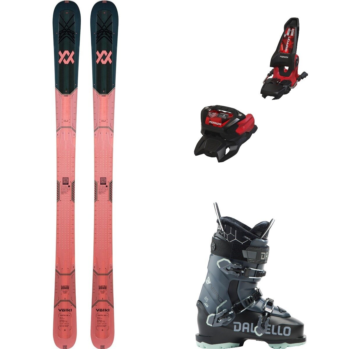 Volkl W Mantra 88 Ski + Griffon 13 ID + Cabrio MV 85 Boot - 2026 One Col,Blk/Red,Blk/Anthr, 149cm,90mm,24.5
