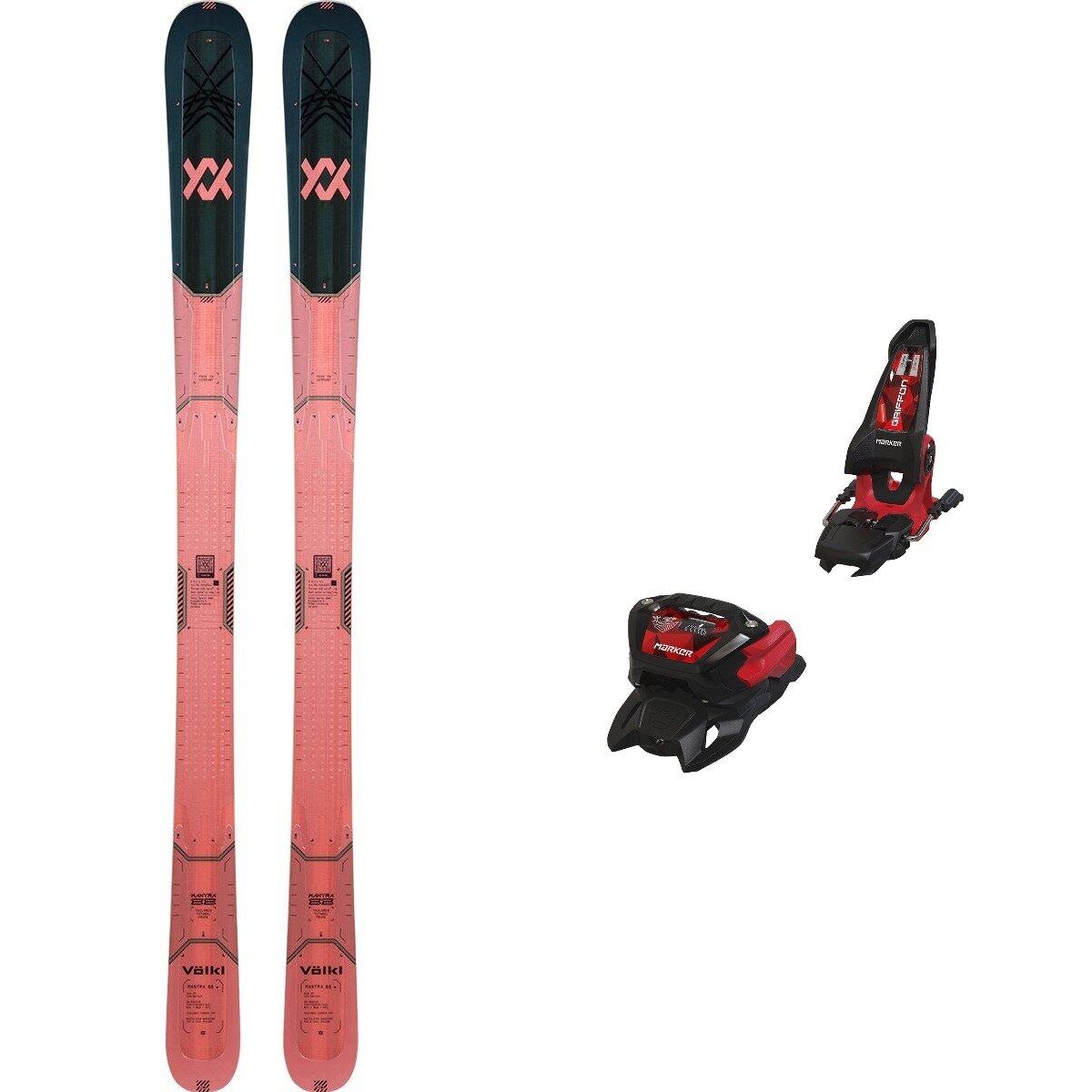 Volkl W Mantra 88 Ski + Griffon 13 ID Binding - 2026 One Col,Blk/Red, 170cm,90mm