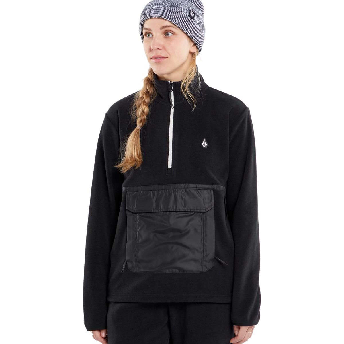 Image of Volcom Polar Fleece Hooded 1/2-Zip Jacket - Men's Black, S