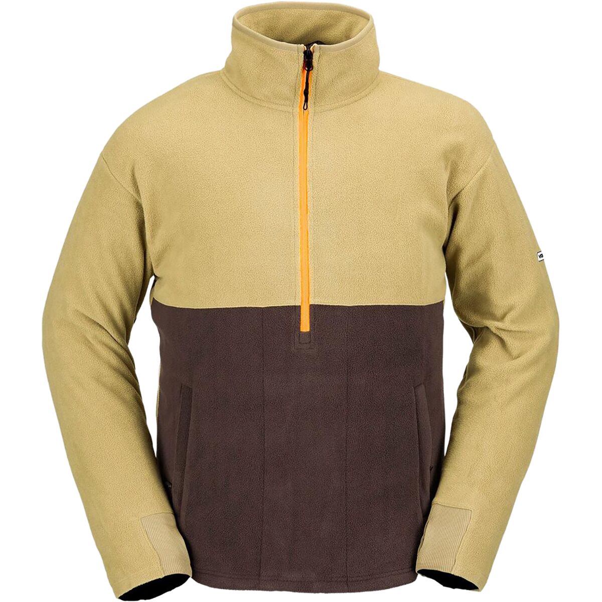 Image of Volcom Polar Fleece Hooded 1/2-Zip Jacket - Men's Dark Khaki, S