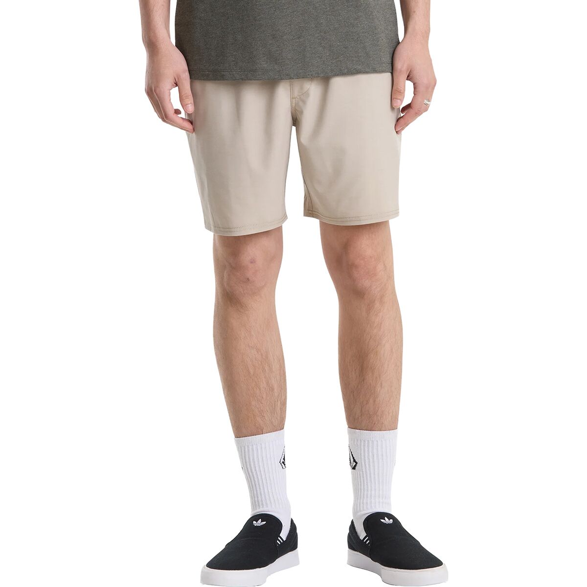 Image of Volcom Nomoly Elastic Waist 18 Short - Men's Stone, M