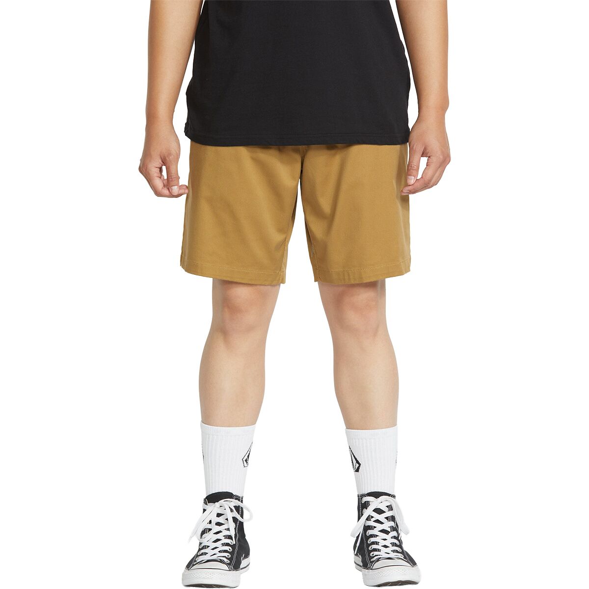 Image of Volcom Frickin Elastic Waist 19 Short - Men's Dark Khaki, L
