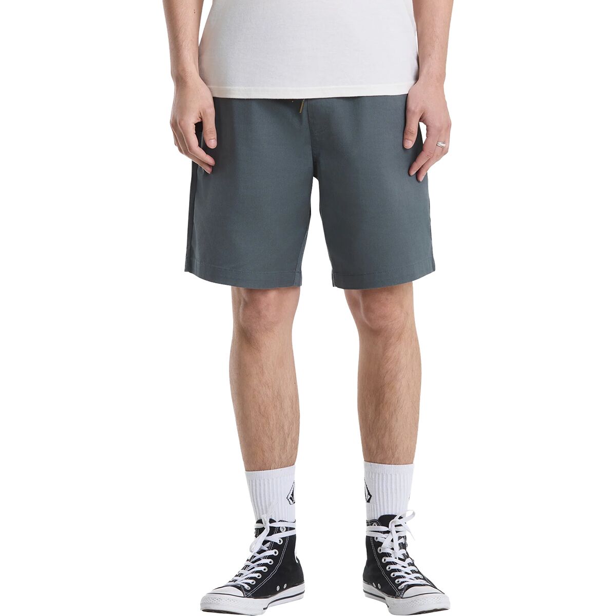 Image of Volcom Frickin Elastic Waist 19 Short - Men's Dark Slate, L