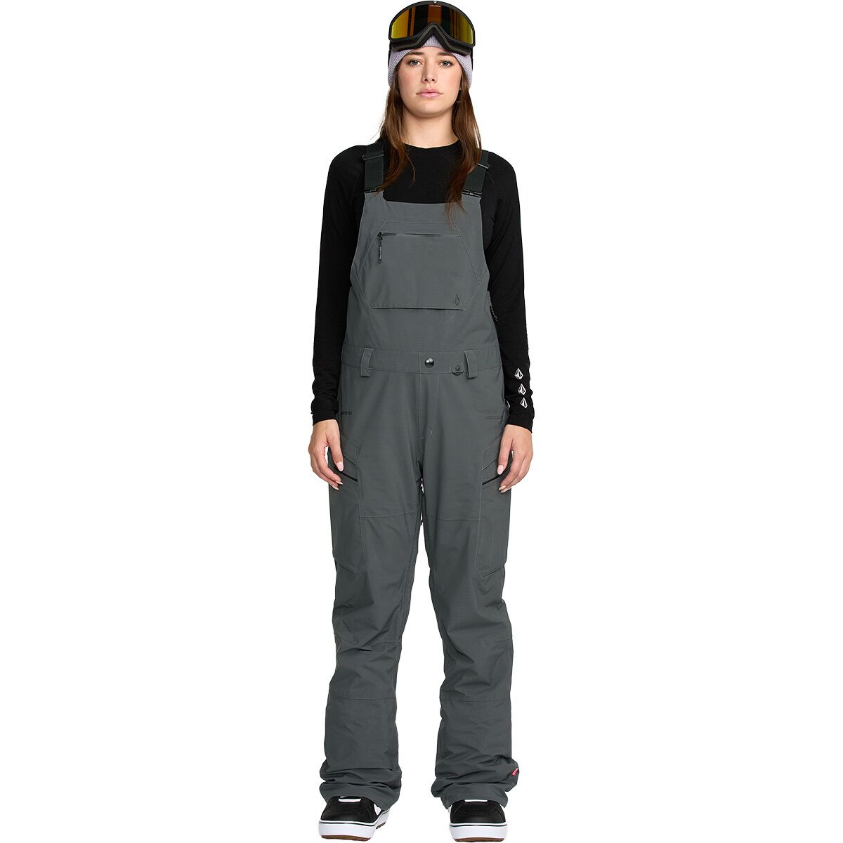 Image of Volcom Ash Stretch GORE Bib Overall - Women's Dark Grey, XL