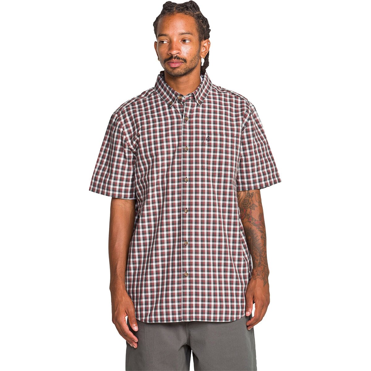 Image of Volcom Louie Check Short-Sleeve Shirt - Men's Light Blue Acid, XXL