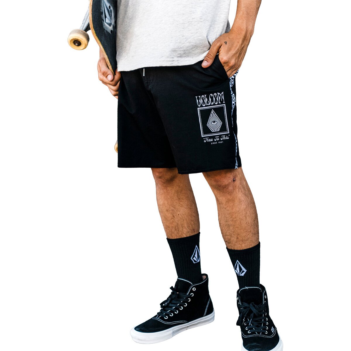 Image of Volcom Yewster Loose Stoney 18 Board Short - Men's Black, 33