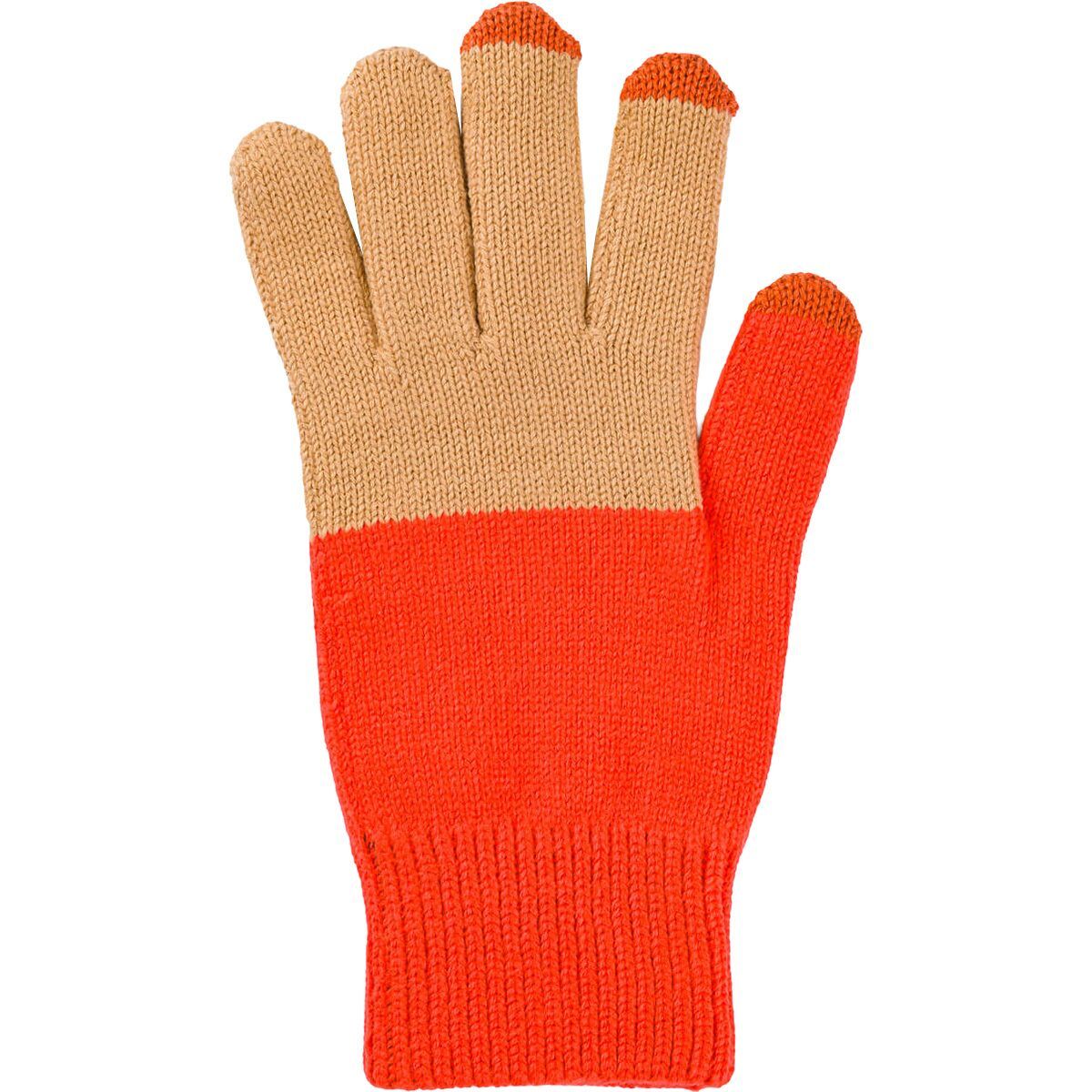 Image of Verloop Colorblock Knit Touchscreen Glove Camel Poppy, One Size